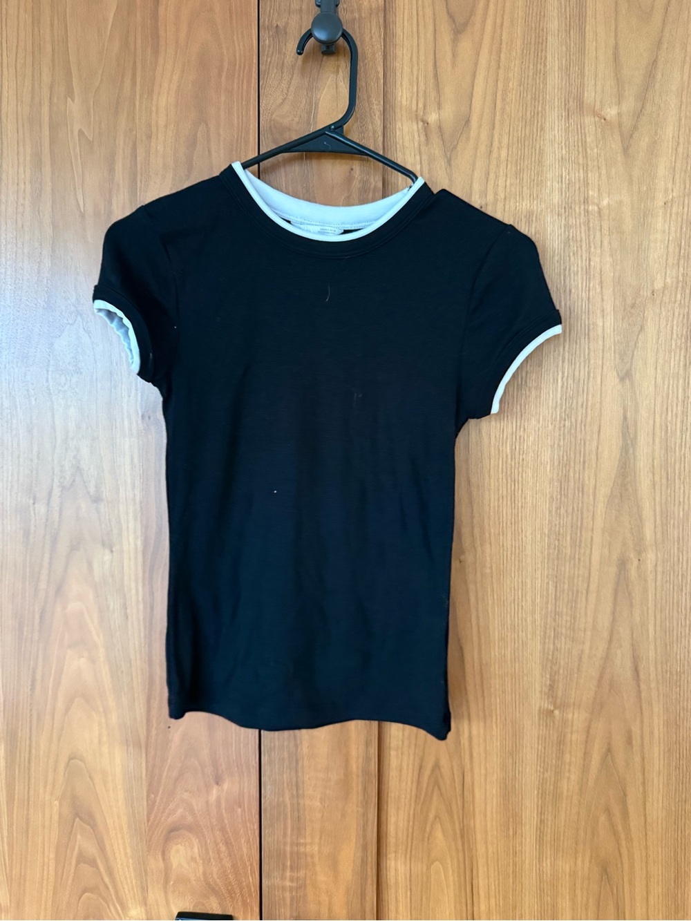 Women’s ZARA black Short Sleeve Ringer Tee with White Trim